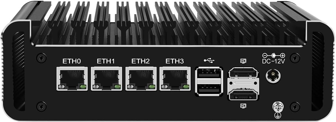 Micro Firewall Appliance, Mini PC, VPN, Router PC, Intel Alder Lake-N 12th Gen N100, HUNSN RJ44, 4 x 2.5GbE I226-V, 2 x HDMI, DP, TF, Type-C, Barebone, NO RAM, NO Storage, NO System